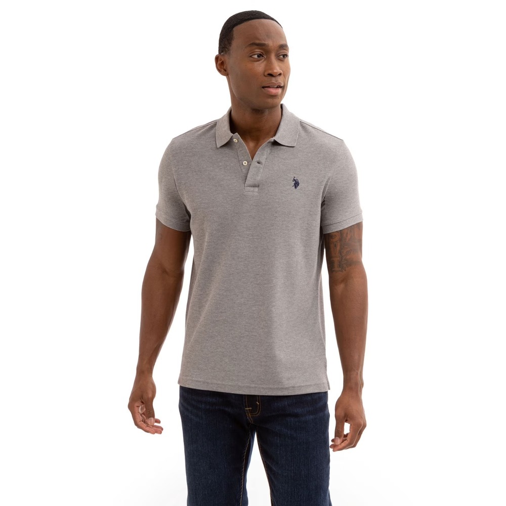 U.S. Polo Assn Men's Performance Pique Polo Shirt Gray Size Small